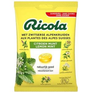 Ricola Keelpastilles Citroen Munt Suikervrij Zakje 75 gr