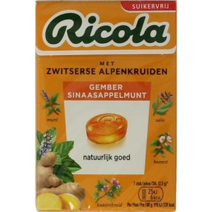Ricola - Gember Sinaasappelmunt - Suikervrij Doosje - Keeltabletten