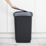 Rotho Twist Prullenbak 50L 60,2cm Met Kanteldeksel Zilver/Zwart