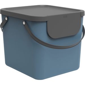 Rotho Albula - System de Abfall de Trennung de 40 L Küchenabfall, BPA-freier Kunststoff (PP), Blau/Anthrazitgrau, 40 L (40,0 x 35,8 x 34,0 cm)