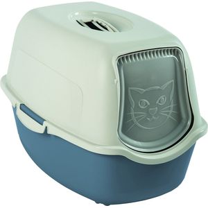 Rotho MyPet Eco Bailey Katzentoilette mit Deckel und Aktivkohlefilter, blau/weiss (recycelt)