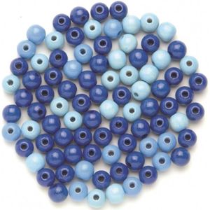 GLOREX 155 stuks houten kralen, gemengd, blauw, 11 x 8,5 x 0,5 cm