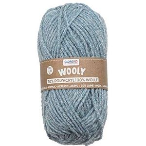 Glorex 5 1002 02 Wooly breiwol, 70% acryl/30% wol, zeer zacht en warm, aangenaam om te dragen, 50 g, ca. 90 m, lichtblauw gemêleerd, ideaal voor hoeden, sjaals en manchetten