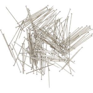 Glorex Platte kopspelden/naaispelden - 3 cm - zilver - 170x stuks - hobby spelden