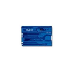 Victorinox Taschenmesser Swiss Card Classic (10 Funktionen, Schere, Stecknadel, Kugelschreiber) blau transparent