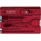 Victorinox Taschenmesser Swiss Card Classic (10 Funktionen, Schere, Stecknadel, Kugelschreiber) rot transparent