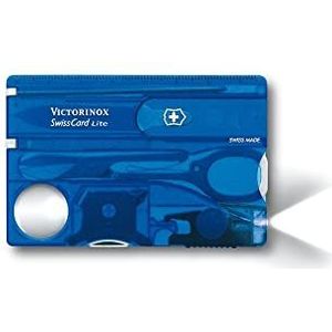 Victorinox Zakmes Swiss Card Lite (13 functies, LED-licht, vergrootglas, schaar, steeknaald) blauw transparant