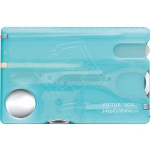 Victorinox Taschenmesser Swiss Card Nailcare (13 Funktionen, Glas-Nagelfeile, Schere), eisblau transparent