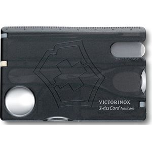 Victorinox Taschenmesser Swiss Card Nailcare (13 functies, glas-nagelriem, schere) zwart transparant