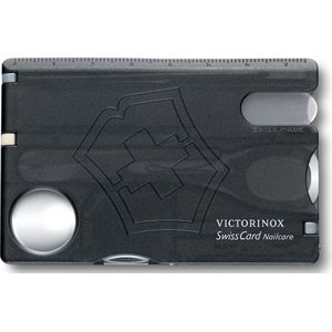 Victorinox Taschenmesser Swiss Card Nailcare (13 Funktionen, Glas-Nagelfeile, Schere) schwarz transparent