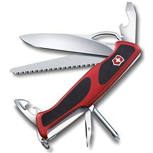 Victorinox Zakmes Ranger Grip 78 (12 functies, eenhandsvergrendelingsmes, houtzaag, flesopening) rood/zwart