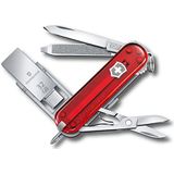 Victorinox Taschenmesser @Work (8 Funktionen, Klinge, USB Stick 32GB, Schere, Nagelfeile, Kugelschreiber) rot transparent