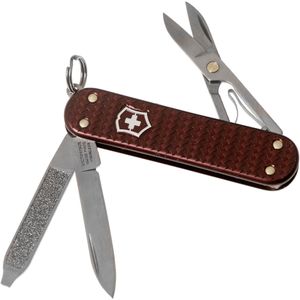 VICTORINOX Zakmes Classic Precious Alox, 5 functies, multitool met schaar, schroevendraaier, sleutelhanger, incl. geschenkdoos, Hazel Brown