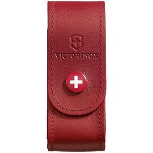 Victorinox Zakmes-accessoires riemetui, leer, met drukknop, opslag voor zakmes, rood
