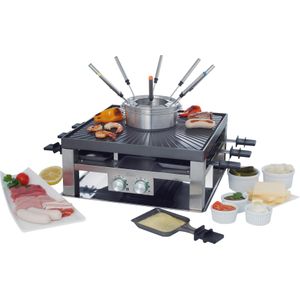 Solis - Combi Grill 3 in 1 - Gourmetstel - Zilver/Zwart - Fondueset