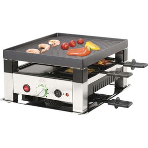 Solis 5 in 1 Table Grill 791 Gourmetstel 4 Personen - Raclette Gourmet Set - Bakplaat Gourmetten - Zilver/Zwart