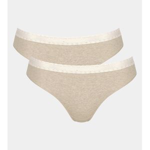 Set van 2 hoog uitgesneden slips Go Ribbed SLOGGI. Katoen materiaal. Maten XS. Beige kleur