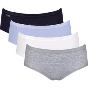 Sloggi Basic+ Hipster Midi (set van 4) Donkerblauw/Grijs/Wit/Lavendel