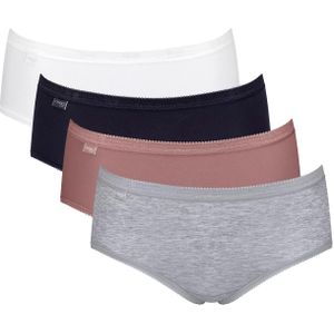 Sloggi Women Basic+ Midi (4-pack), dames slip, wit, grijs, zwart, beige