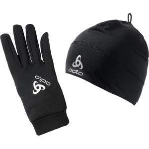 Odlo - Skihandschoenen - Set Polyknit Hat + Gloves Black voor Unisex - Maat S - Zwart
