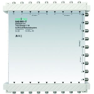 Axing SAB 9901-17 17 dB 9-in-9 1-Way Tap voor satelliet Multiswitch (5-2200 MHz) wit