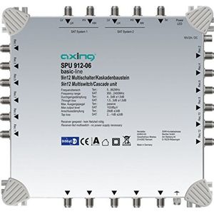 Axing SPU 912-06 multischakelaar 9 in 12 ""DiSEqC"" multiswitch-cascade uitbreidbaar SAT actief lichtgrijs