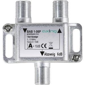 Axing BAB 1-06P 1-weg verdeling, 6 dB, TV, multimedia-kabel, DVB-T2, klasse A+, 10 dB, 5-1218 MHz, metaal