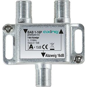 Axing BAB 1-16P 1-voudige aftakking 16dB kabeltelevisie CATV Multimedia DVB-T2 Klasse A+, 10dB, 5-1218 MHz metaal