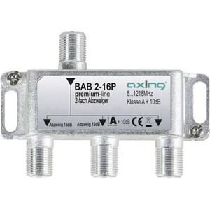 Axing BAB 2-16P 2-voudige aftakker, 16 dB, kabeltelevisie, CATV multimedia DVB-T2, klasse A+, 10dB, 5-1218 MHz, metaal