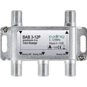 Axing BAB 3-12P drievoudige aftakking, 12 dB, 5-1218 MHz, multimedia-kabel, DVB-T2, klasse A+, 10 dB, 5-1218 MHz, metaal