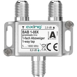 Axing BAB 1-08X 1-voudige aftakker, 8 dB 5-1800 MHz, tv data internet, kabeltelevisie