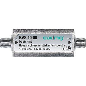 Axing Inline-versterker BVS 10-00 20 dB, 862 MHz, Accessoires voor TV-ontvangers, Zilver