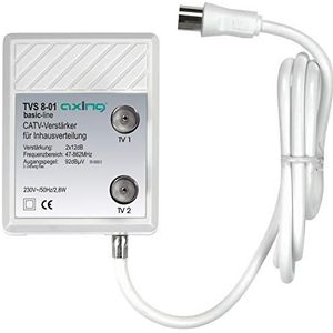 Axing TVS 8-01 breedbandversterker met 2 uitgangen (2 x 12 dB) voor TNT en FM of tv-kabel