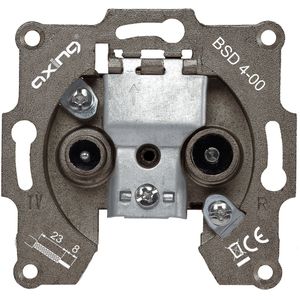 Axing - BSD 4-00 BK - Antennecontactdoos - Grijs - Inbouw