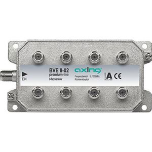 Axing BVE 8-02 8-weg splitter voor CATV DVB-T (5-1006 MHz) metalen behuizing f-connectors