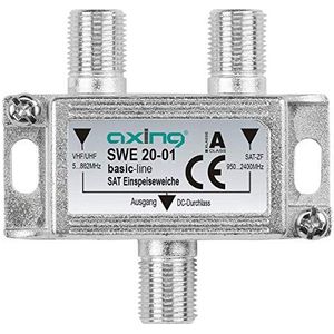 Axing SWE 20-01 satellietvoeding voor het aansluiten van terrestrisch en single LNB naar één uitgang, 1 x satelliet/single-LNB