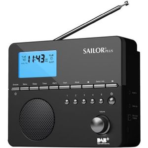 Sailor SA-225 draagbare radio (DAB/DAB+/UKW) met wekfunctie zilver