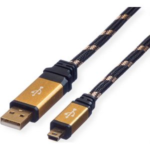 ROLINE GOLD USB 2.0 Kabel, Typ A - 5-Pin Mini, 1,8 m