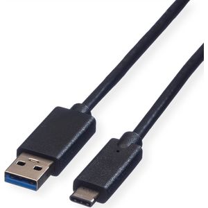 ROLINE USB 3.1 kabel | A stekker naar type C | oplaadkabel voor smartphone of tablet | 0,5 m zwart