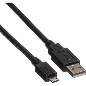 ROLINE USB 2.0 Kabel, USB A Male - Micro USB B Male, zwart, 0,15 m