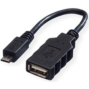 ROLINE USB 2.0 Kabel, USB A Female - Micro USB B Male, OTG, 0,15 m - zwart 11.02.8311