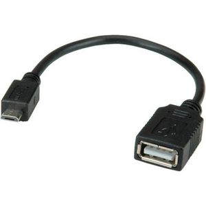Value - USB 2.0 Kabel - OTG A-Bus naar Micro B - Zwart - 0,15 m