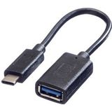 VALUE USB 3.2 Gen 1 Kabel, USB Type C - A, M/F, OTG, VALUE USB 3.2 Kabel, USB Type C - A, M/F, OTG , zwart, 0,15 m - zwart 11.99.9030