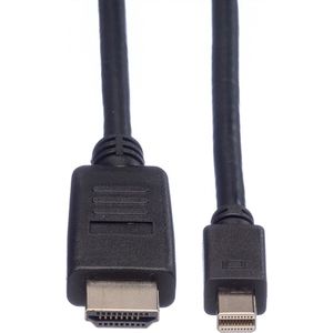 ROLINE Mini DisplayPort Kabel, Mini DP - HDMI, M/M, zwart, 4,5 m