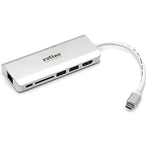 ROLINE Dockingstation USB Type C, HDMI 4K, USB 3.0 / USB 3.2 Gen 1, SD/MicroSD, Gigabit Ethernet