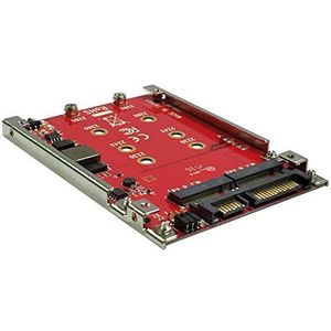 ROLINE M.2 naar SATA III SSD H/W adapter, 2x M.2 NGFF SSD, bootable en RAID compatibel. - rood 16.01.4145