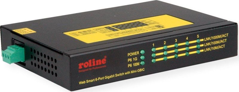 ROLINE - 5-Port Gigabit Switch - Zwart - 5x RJ-45 + 1x SFP