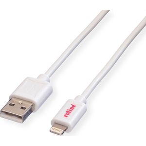 ROLINE Lightning naar USB 2.0 kabel voor iPhone, iPod, iPad, wit, 1 m