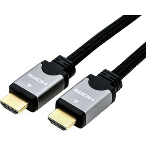 ROLINE HDMI HighSpeed kabel met Ethernet, M/M, zwart / zilver, 1 m - meerkleurig 11.04.5850