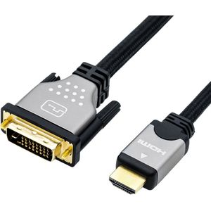 ROLINE DVI HDMI-kabel, monitorkabel met DVI D 24+1 Dual Link en HDMI-stekker, 4K Ultra HD, zwart/zilver, 2m